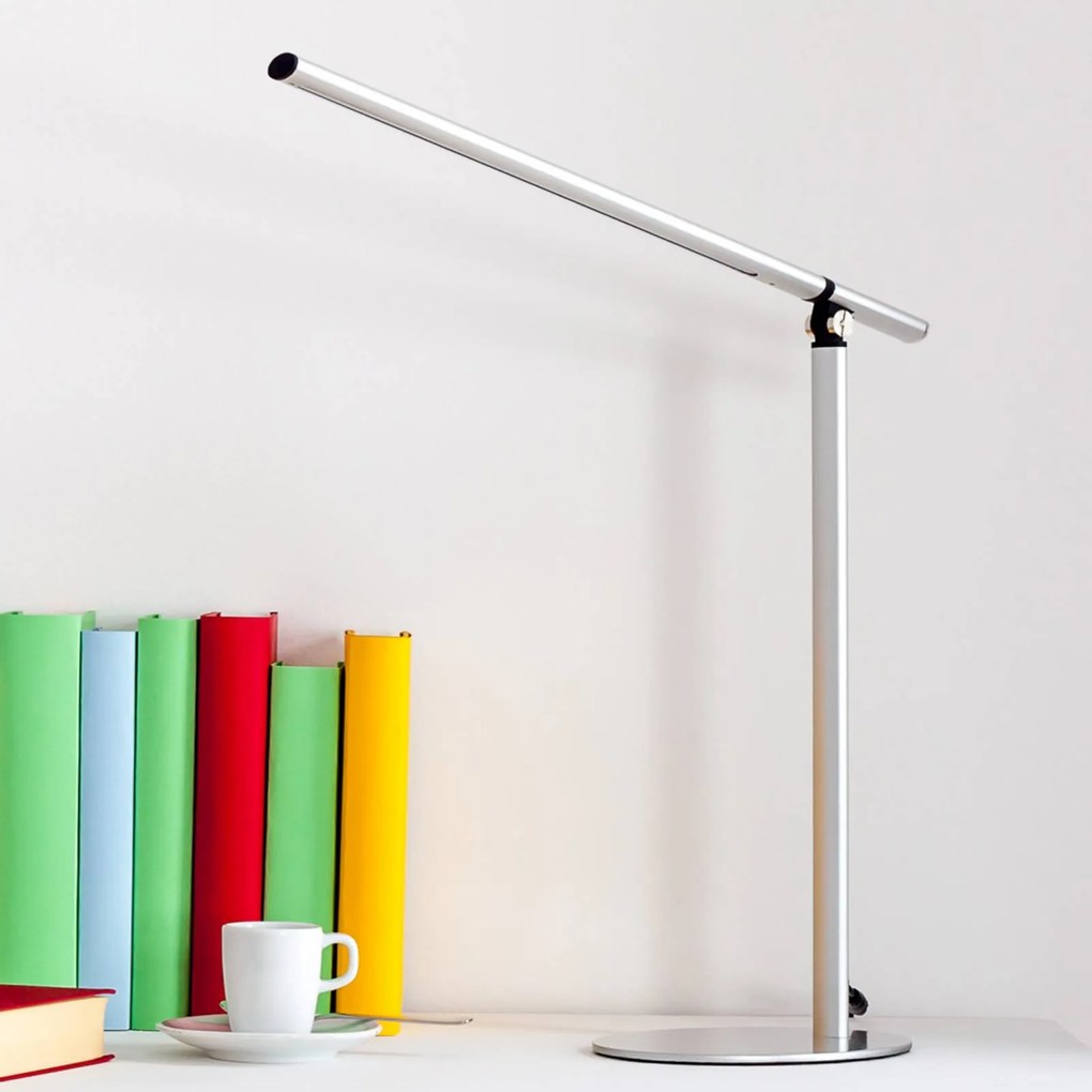Lindby Lampada LED da tavolo Kolja in grigio argento
