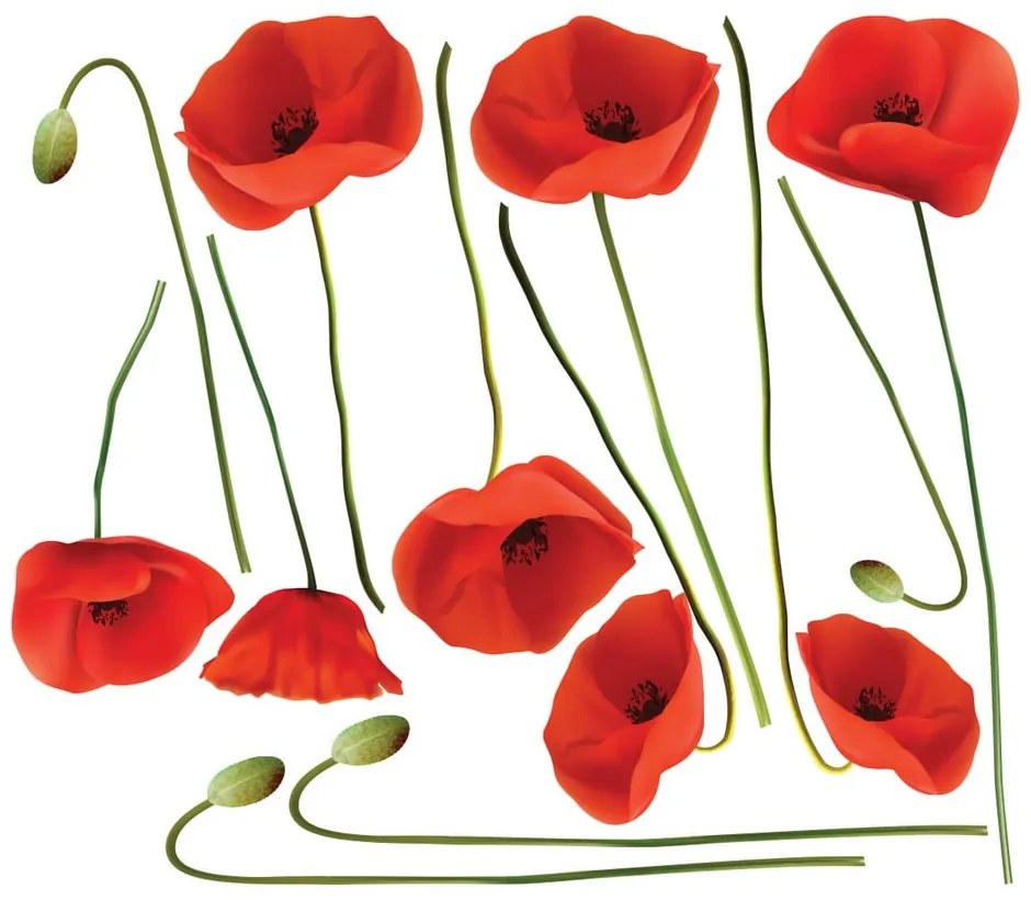Set di adesivi murali Vermeil Poppies, 60 x 70 cm - Ambiance