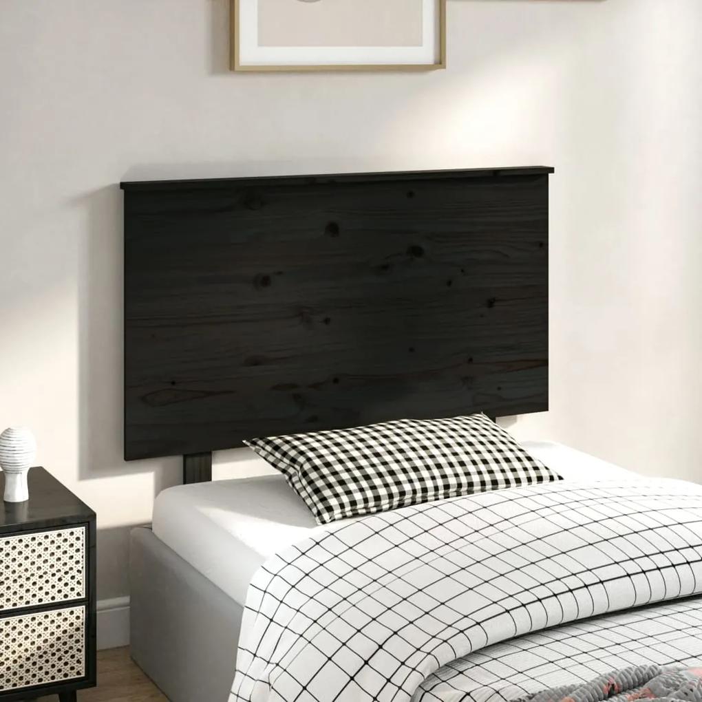 Testiera per letto nera 104x6x82,5 cm legno massello di pino