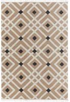 Tappeto di iuta intrecciata in cotone naturale beige con nappe a motivo geometrico 160 x 230 cm stile boho moderno