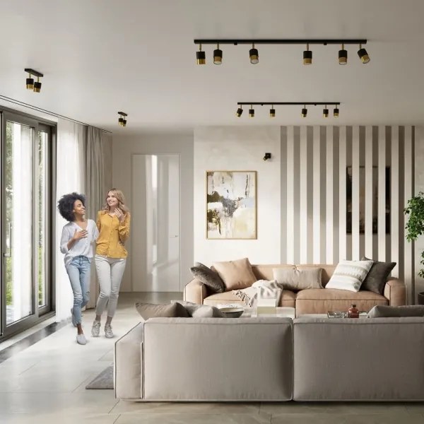 Sollux SL.1071 - Faretto NERO 3xGU10/40W/230V nero/oro