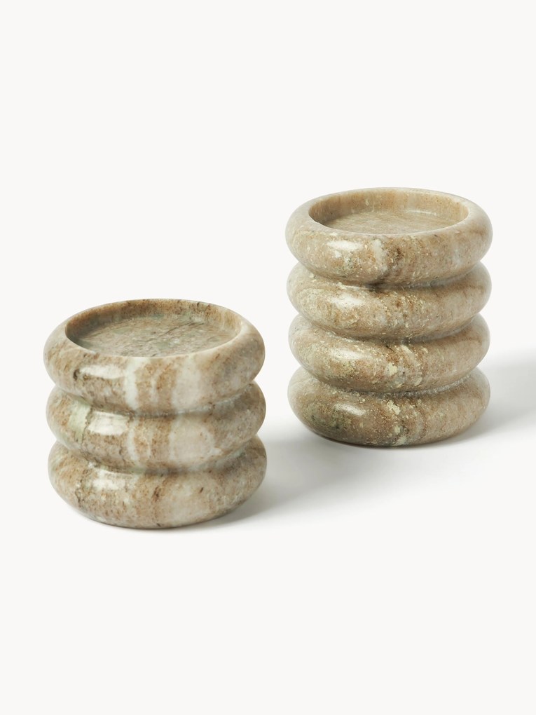 Set di 2 portacandele in marmo Orta