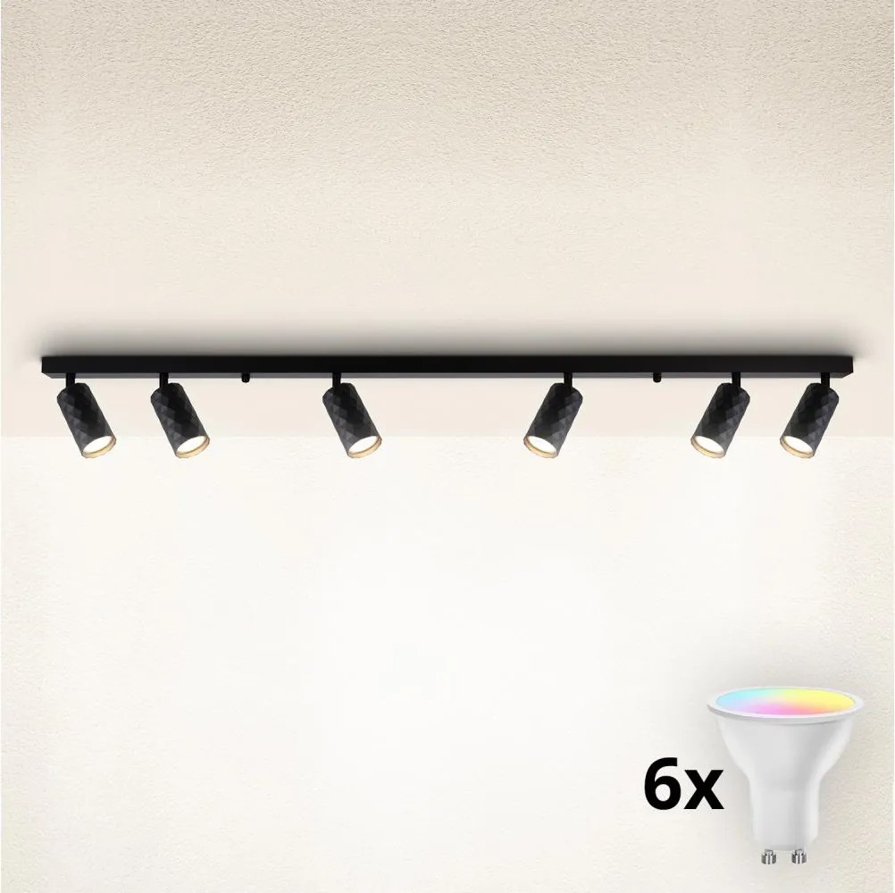 Brilagi - Lampada a faretti LED RGBW dimmerabile SELE DIAMANT 6xGU10/6,5W/230V Wi-Fi nera