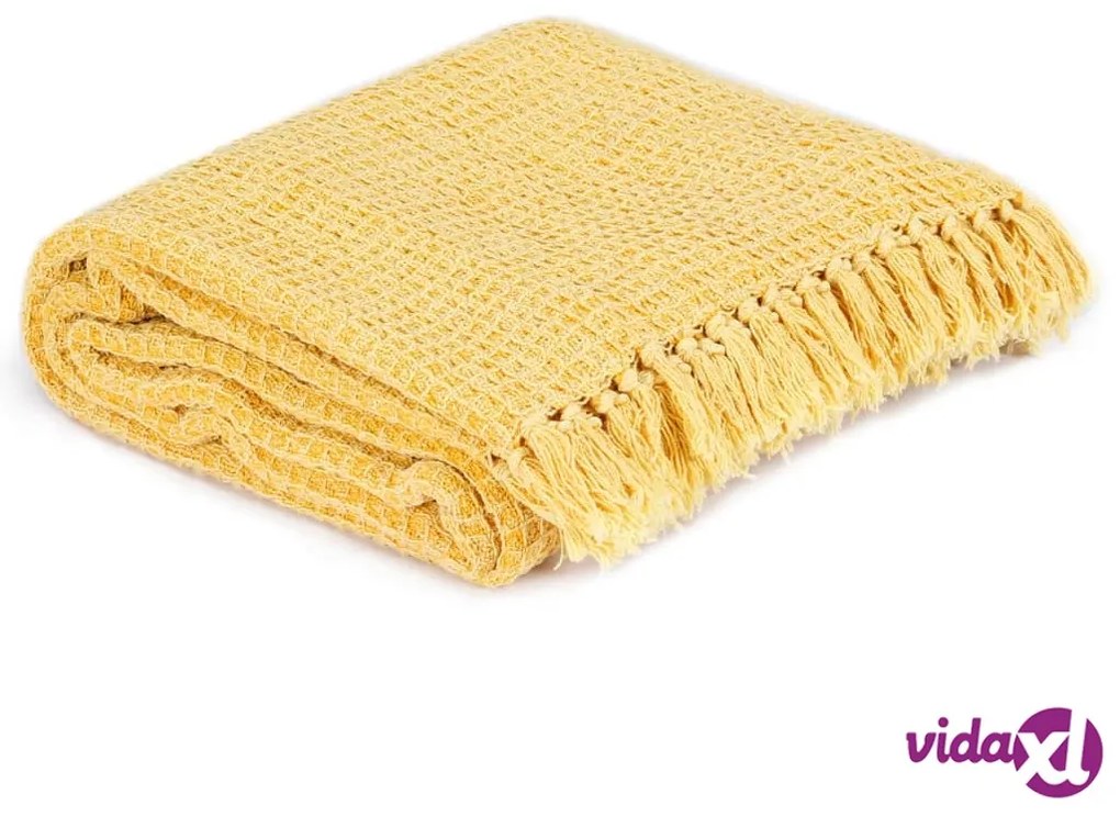 vidaXL Copriletto in Cotone 160x210 cm Giallo Senape