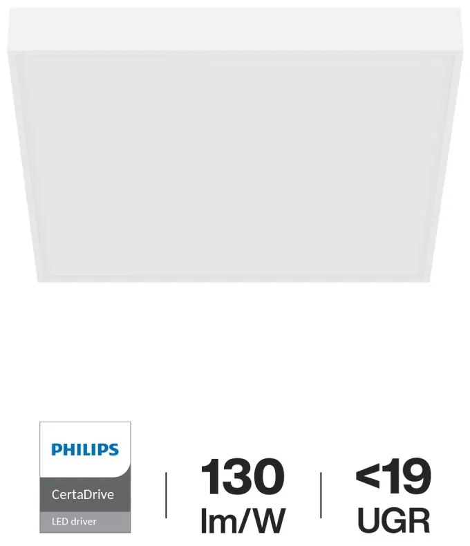 Plafoniera LED 60x60 44W BACKLIGHT da soffitto, 130lm/W, UGR19 - PHILIPS CertaDrive Colore  Bianco Naturale 4.000K