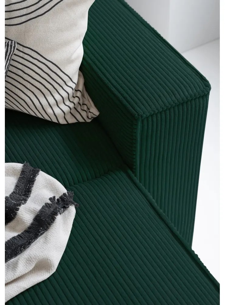 Divano letto angolare in velluto a coste verde scuro Brave Dave - Miuform