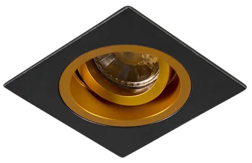 Set di 6 faretti da incasso neri con oro 9,3 cm ruotabili e inclinabili - Chuck