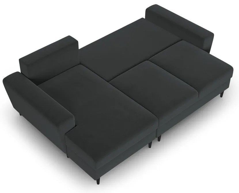 Divano angolare grigio scuro allungabile e con contenitore (con penisola a sinistra/con chaise lounge) con rivestimento in velluto Kyoto – Cosmopolitan Design