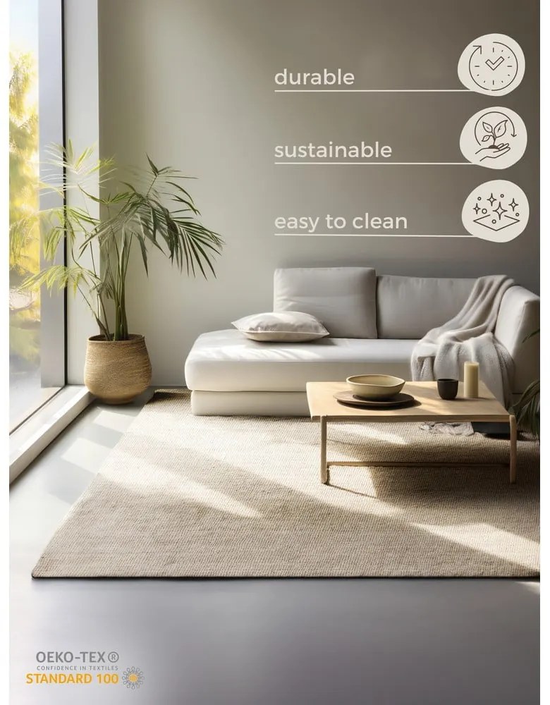 Tappeto color crema in iuta 60x90 cm Bouclé – Hanse Home