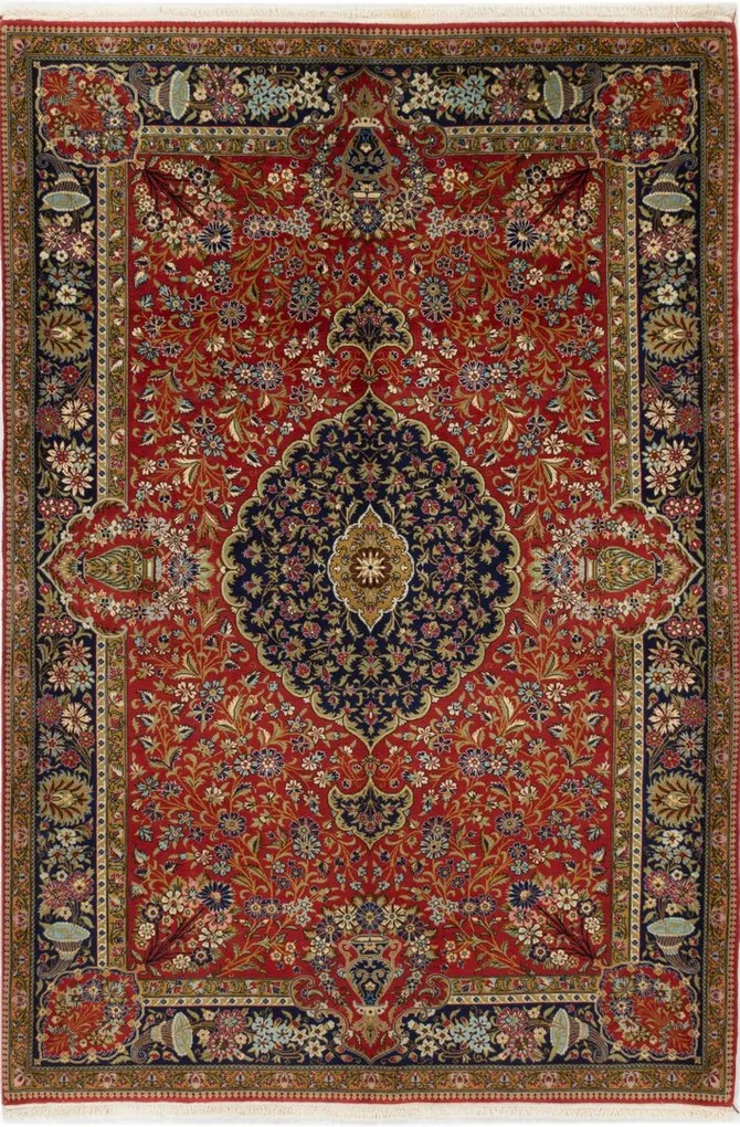 Ghom Tappeto 140 x 210 (Iran) Annodato A Mano