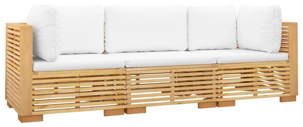 Set divani da giardino 3 pz con cuscini legno massello di teak