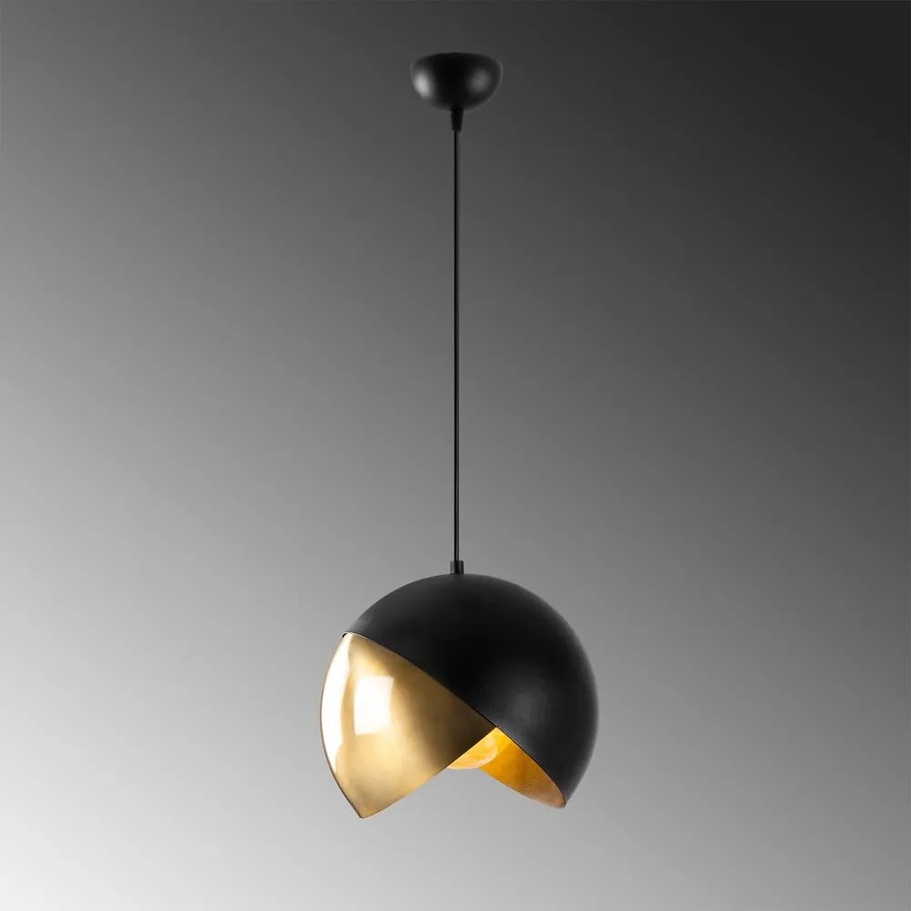 Lampadario nero/color bronzo con paralume in metallo ø 30 cm Pacman – Opviq lights