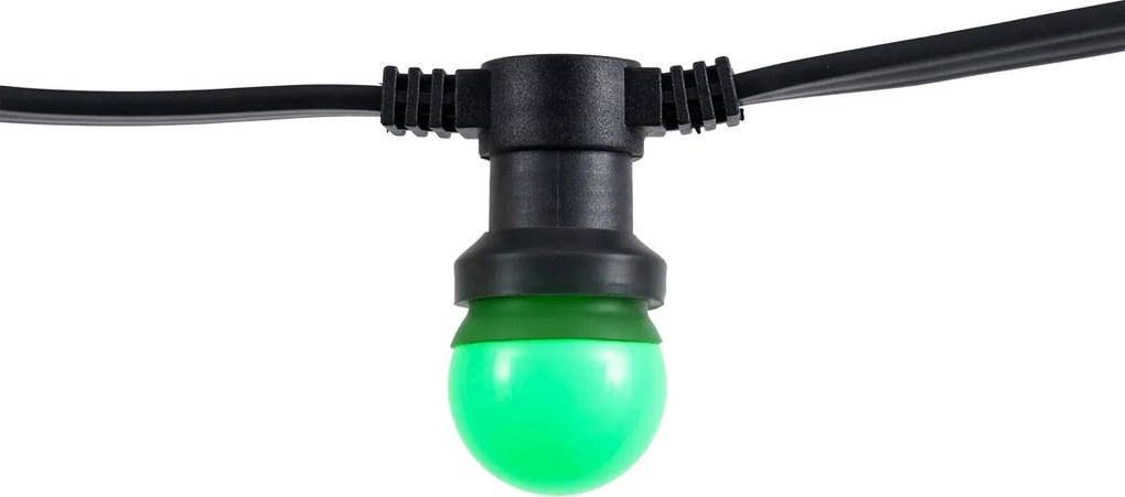 Catena luminosa nera collegabile 10m con spina, 20 luci E27, IP64 - LUBBER