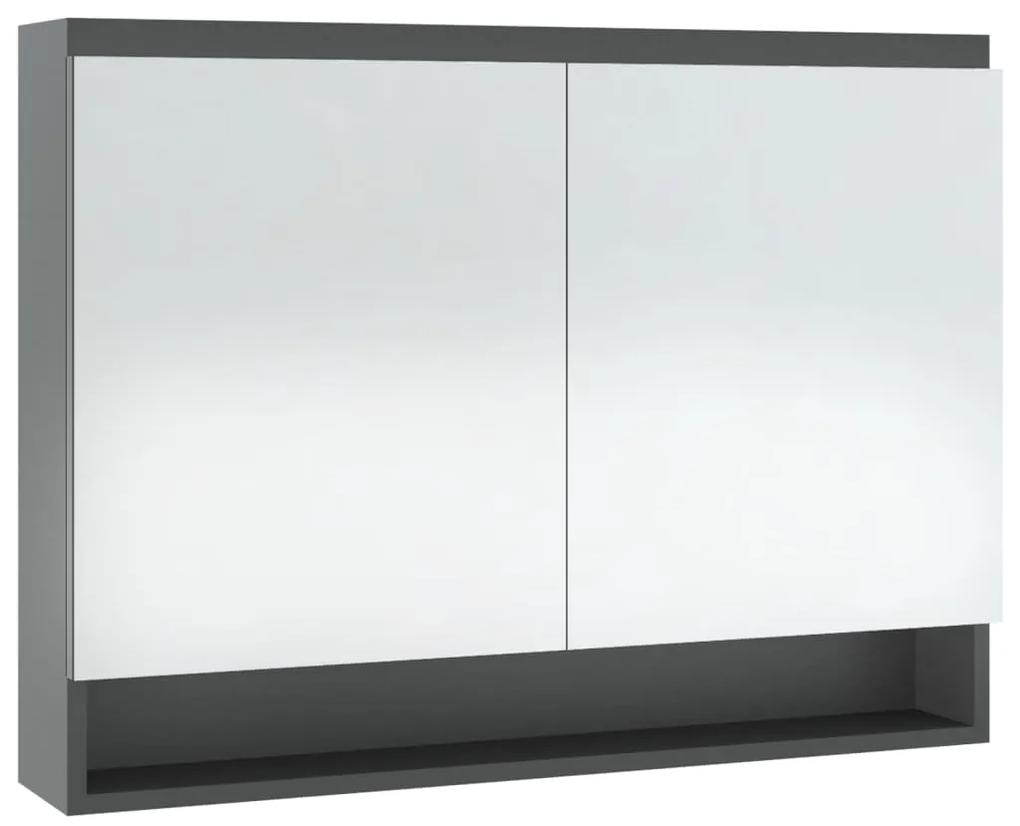 Armadietto bagno con specchio 80x15x60 cm in mdf grigio