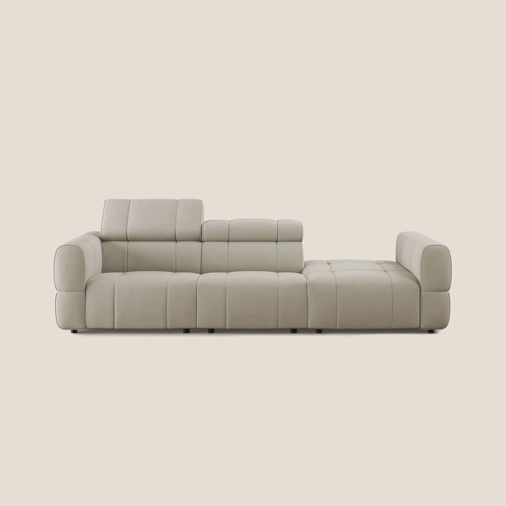 Giotto Divano con terminale e opzione relax elettrico in microfibra effetto velluto impermeabile T09