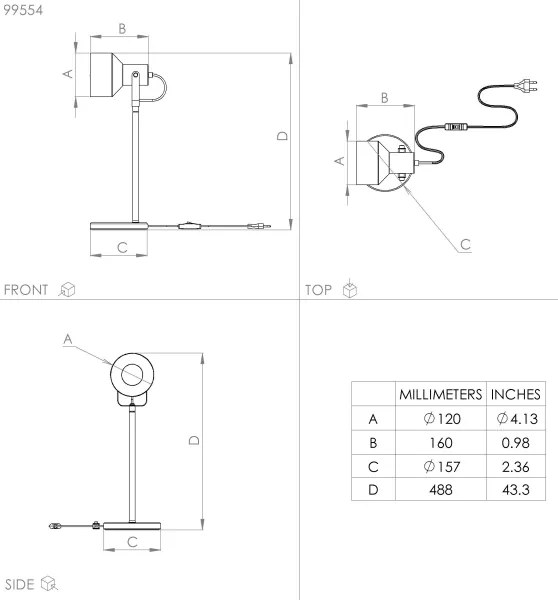 Eglo 99554 - Lampada da tavolo CASIBARE 1xE27/28W/230V