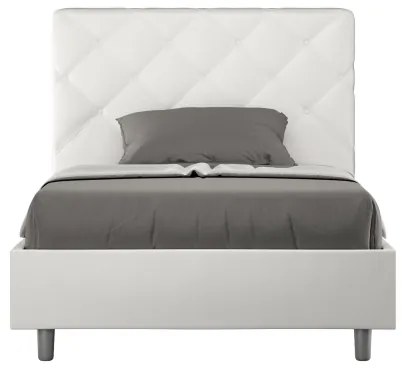 Letto matrimoniale francese contenitore imbottito 140x210 similpelle bianco Priya