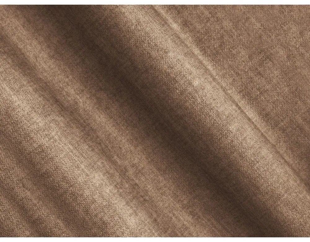 Divano angolare marrone chiaro allungabile/con contenitore (con penisola a sinistra/con chaise lounge) con rivestimento in velluto Linz – Cosmopolitan Design