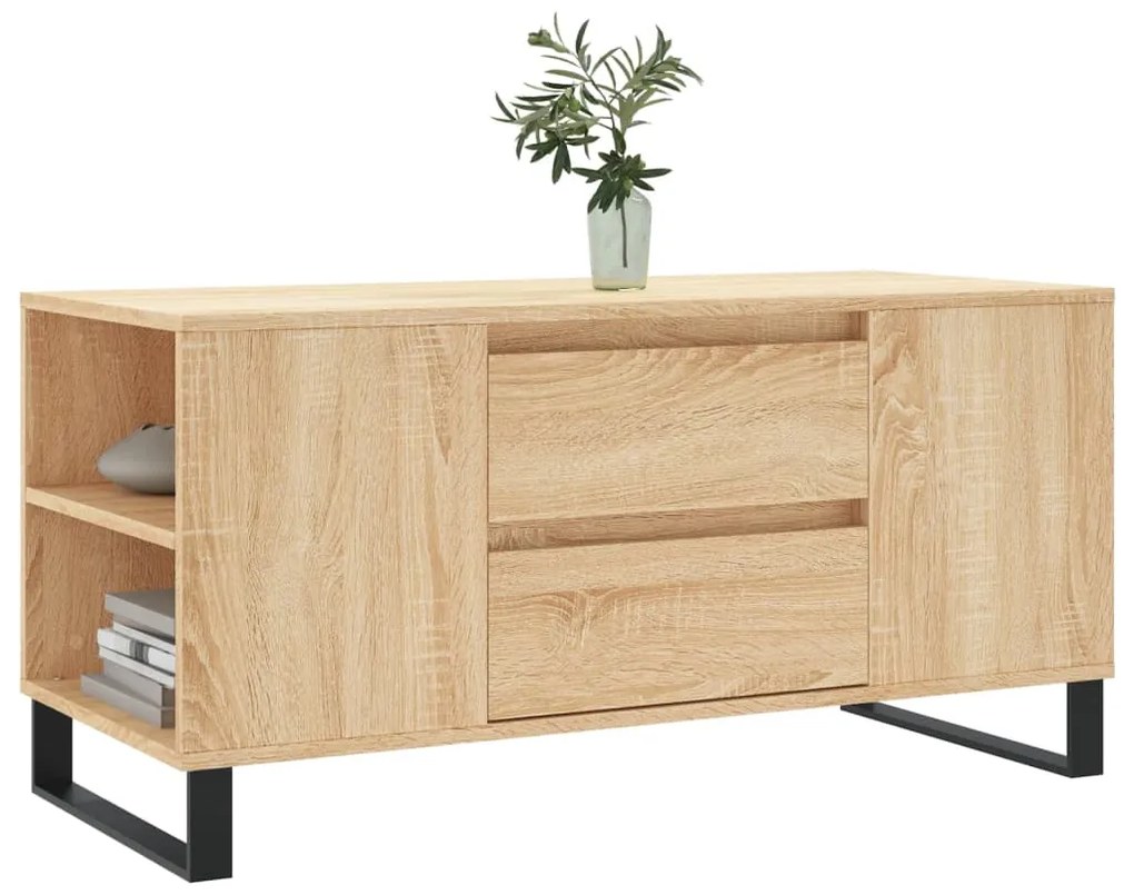 Tavolino salotto rovere sonoma 102x44,5x50 cm legno multistrato