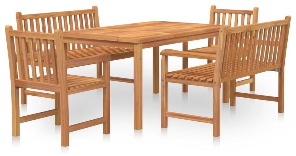 Set da pranzo per giardino 5 pz in legno massello di teak