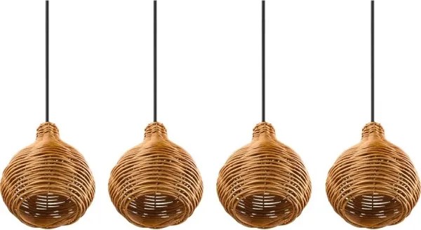 Reality - Lampada a sospensione con cavo SPROUT 3xE14/40W/230V marrone/rattan