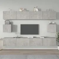 Set di Mobili Porta TV 6 pz Grigio Cemento in Legno Multistrato cod mxl 69335