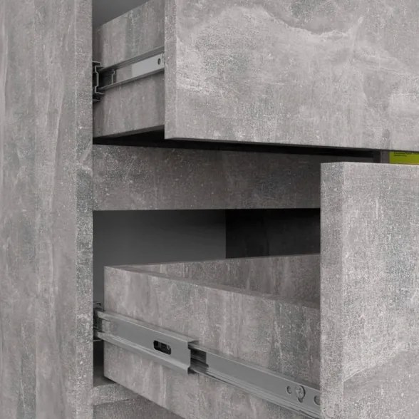 Cassettiera Credenza 80 Cm 3 Cassetti 1 Anta Artika Effetto Cemento