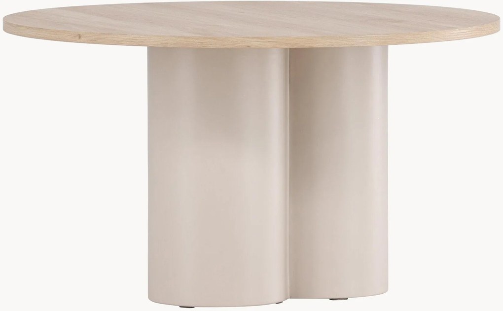 Tavolino rotondo da salotto con piano effetto legno Olivia