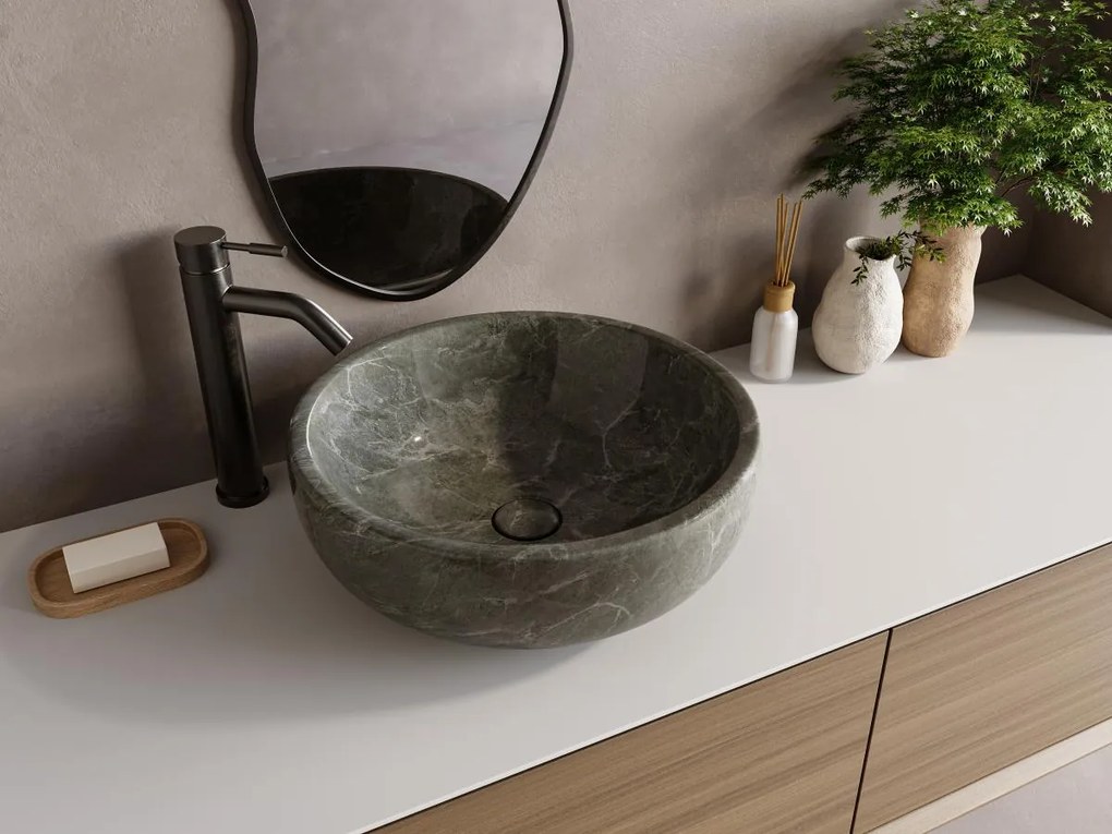 Lavabo da appoggio di marmo Colore Nero D40 cm - LAVINO