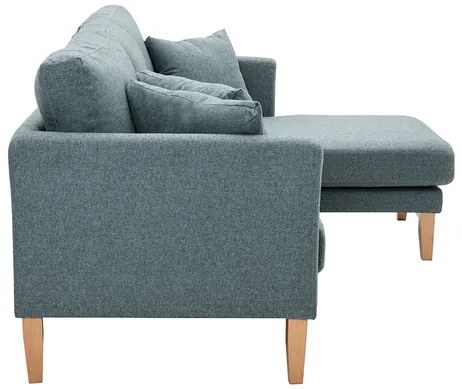 Divano angolare destro sfoderabile scandinavo 4 posti in tessuto grigio-verde e legno chiaro OSLO