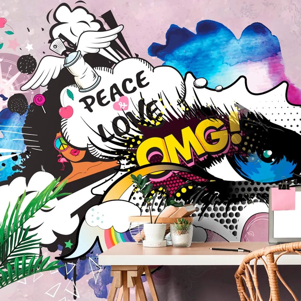 Carta da parati – Occhio graffiti blu