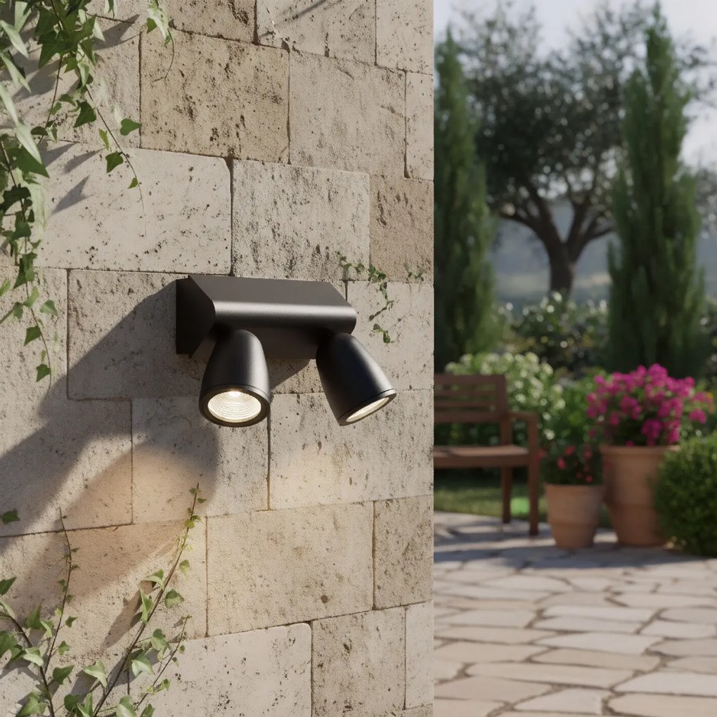 Applique da Esterno IP65 con 2 basi GU10 Serie AXIS - Nera