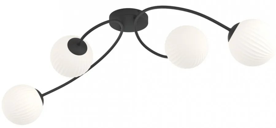 Lampada da soffitto in acciaio e vetro VIBRA 4 da interno 4xE14 Colore del corpo Nero e Bianco