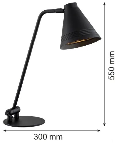 Argon 8002 - Lampada da tavolo AVALONE 1xE27/15W/230V nero