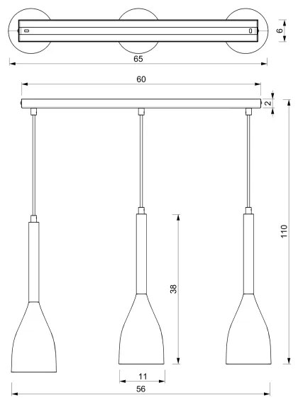 Lampadario a sospensione con filo MUZA 3xE27/60W/230V