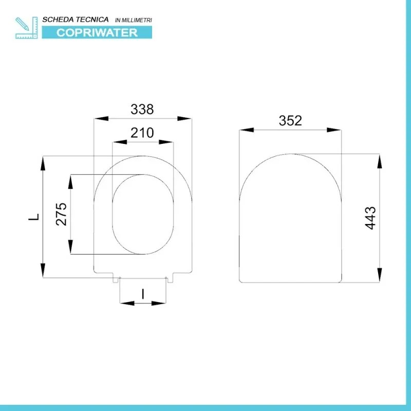 Copriwater originale serie Pestum bianco lucido in termoindurente