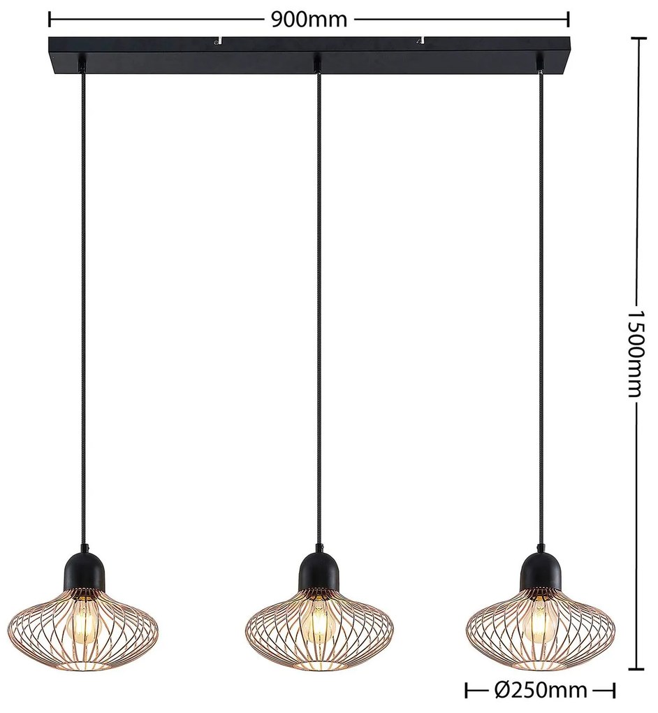 Lampada a sospensione Justinos Lindby, Nero, Soggiorno / Sala da pranzo, Metallo, Lampada a sospensione