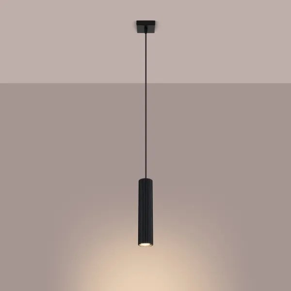 Sollux SL.1573 - Lampadario a sospensione con filo KARBON 1xGU10/10W/230V nero
