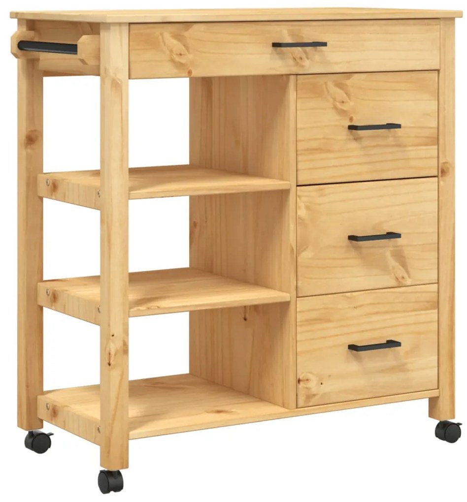 Carrello da cucina monza 84x40x90 cm in legno massello di pino