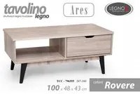 Tavolino basso salotto rovere con ripiano e vano cm 100 x 48 x 43 h