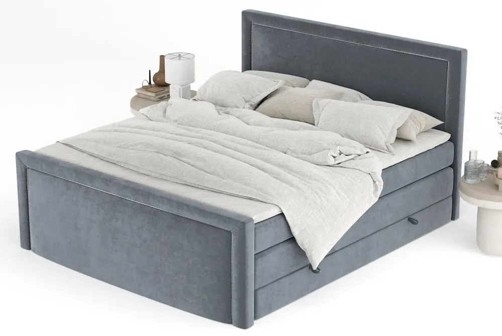 Letto boxspring grigio scuro con contenitore 180x200 cm Lavenda – Maison de Rêve
