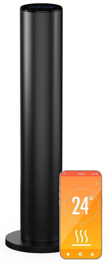 blumfeldt SmartFlow Tower - Stufa radiante a infrarossi| 700 W | Emissione di calore a 360° | Controllo con WiFi