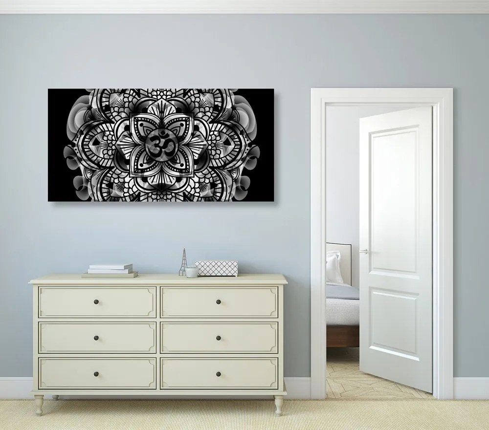 Quadro su tela – Mandala della salute in bianco e nero