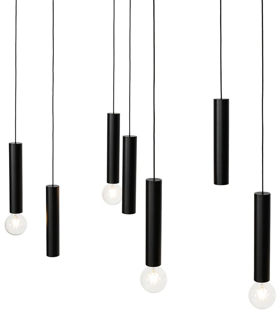 Lampada a sospensione di design ovale nera 7 luci - Tuba