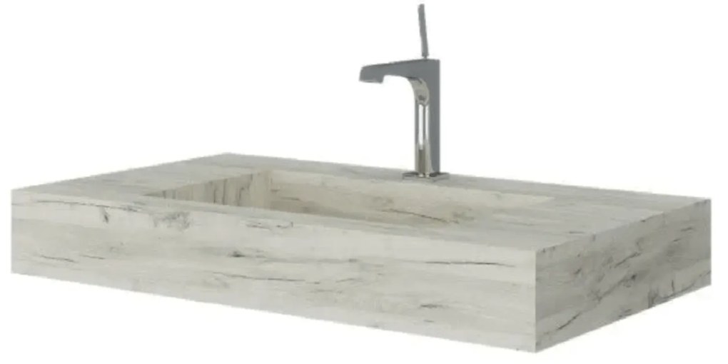 Lavabo Sospeso Con Vasca Centrale 80x46 Cm Savini Due "Idea" Rovere Ghiaccio