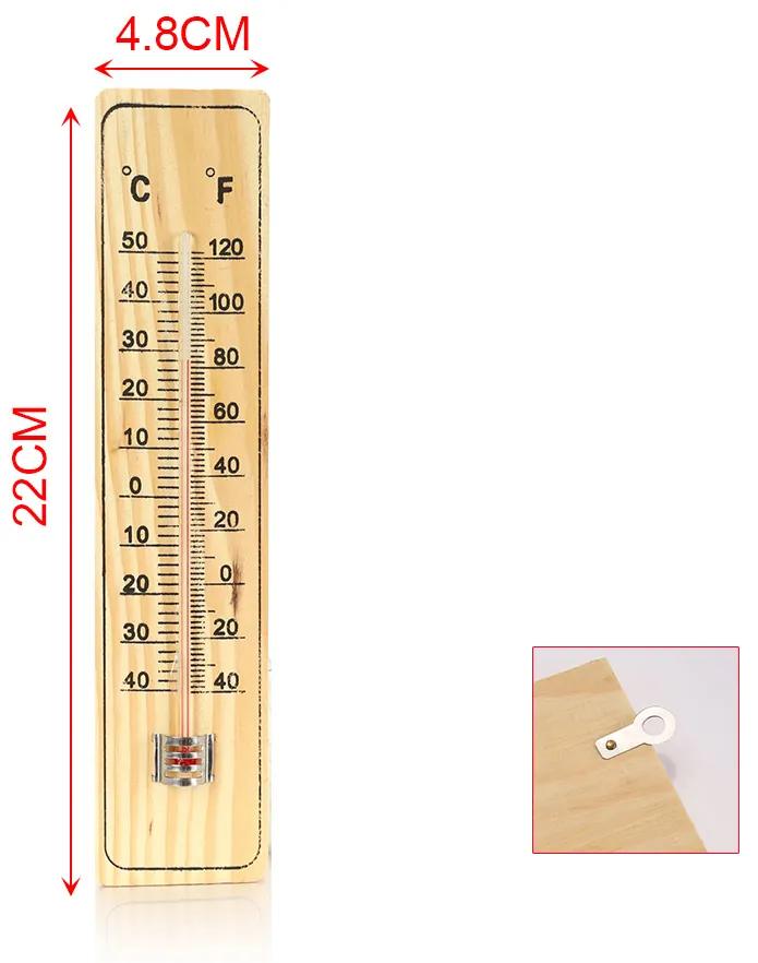 Termometro Analogico Ambiente In Legno Per Esterno Giardino e Interno -40°C--+50°C 220X50X8mm