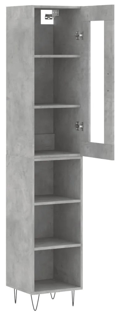 Credenza grigio cemento 34,5x34x180 cm in legno multistrato