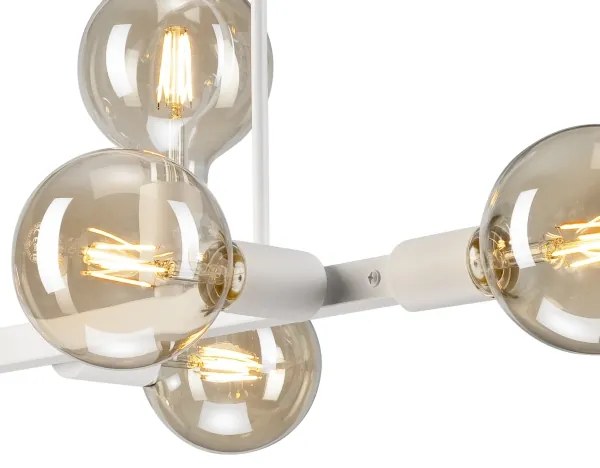 Lampadario a sospensione con supporto rigido ASTRID 8xE27/60W/230V bianco