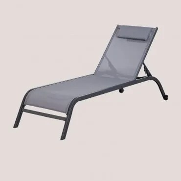 Lettino prendisole reclinabile con cuscino Therys Grigio Scuro - Sklum