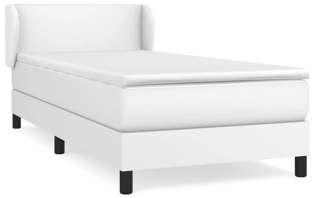 Giroletto a molle con materasso bianco 90x200 cm in similpelle